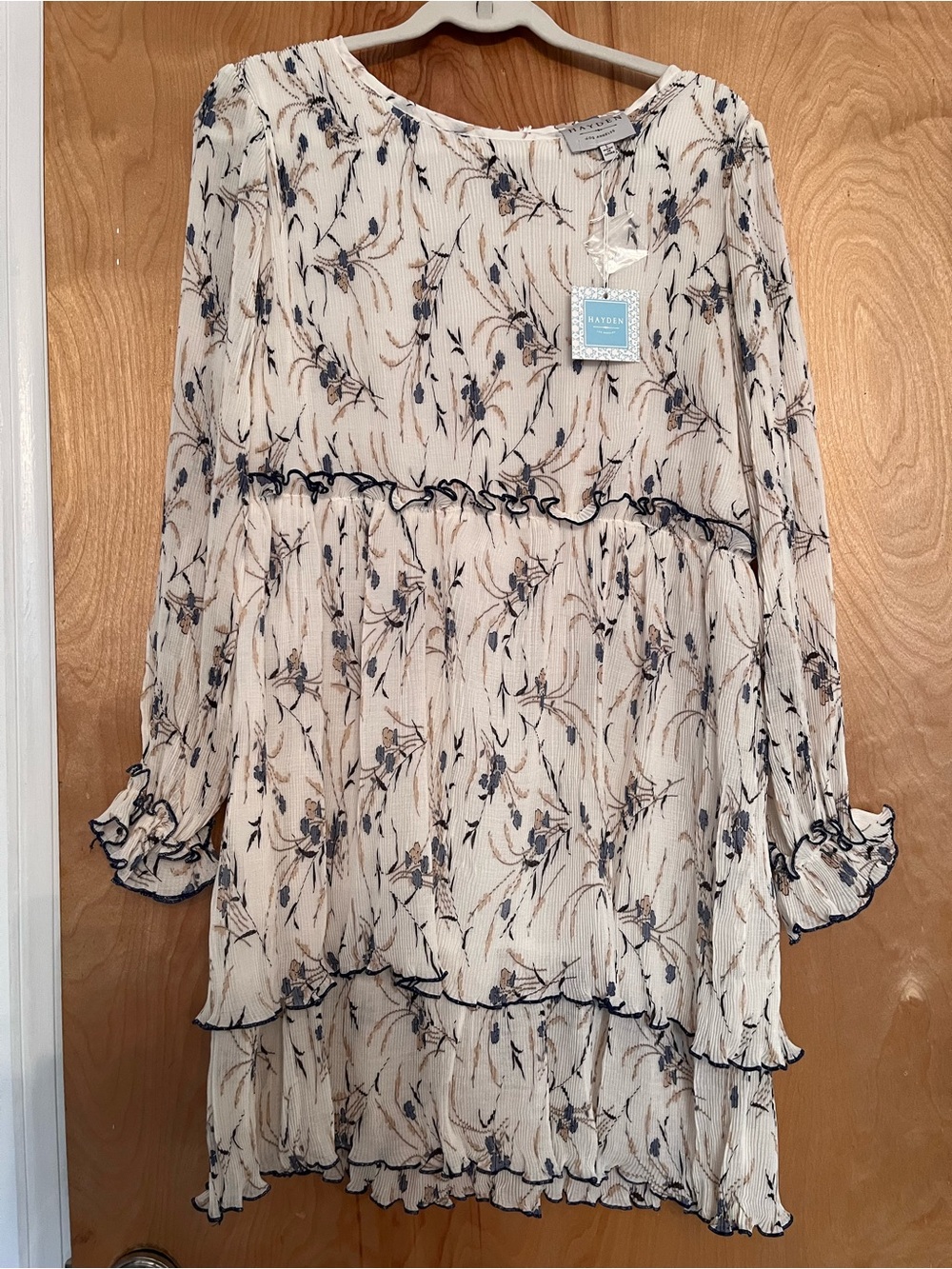 Hayden Cream Mini Dress with Navy Floral Print